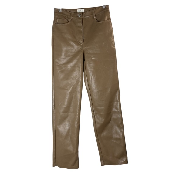 ARITZIA Wilfred The Melina Pant High-Waisted Vegan Leather Taupe Size 0 - Picture 1 of 7
